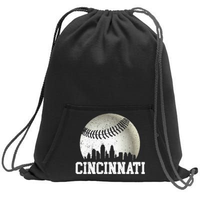 Cincinnati Vintage Baseball Distressed Sweatshirt Cinch Pack Bag