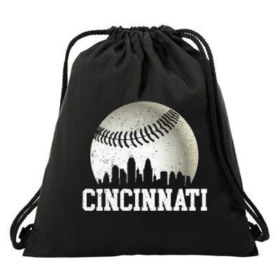 Cincinnati Vintage Baseball Distressed Drawstring Bag