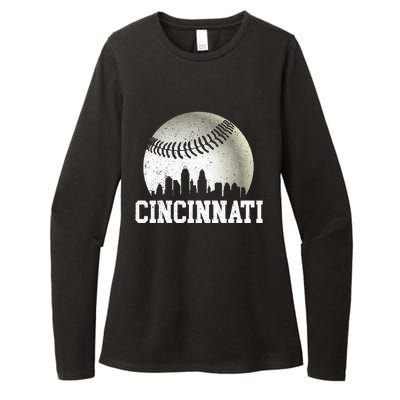 Cincinnati Vintage Baseball Distressed Womens CVC Long Sleeve Shirt