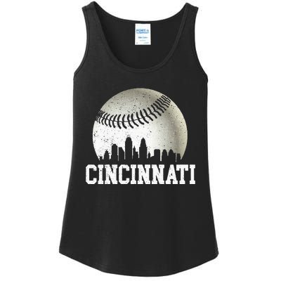 Cincinnati Vintage Baseball Distressed Ladies Essential Tank