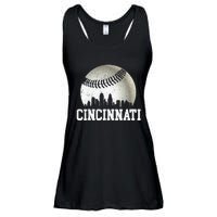 Cincinnati Vintage Baseball Distressed Ladies Essential Flowy Tank