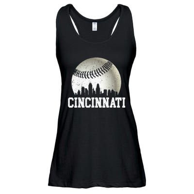 Cincinnati Vintage Baseball Distressed Ladies Essential Flowy Tank