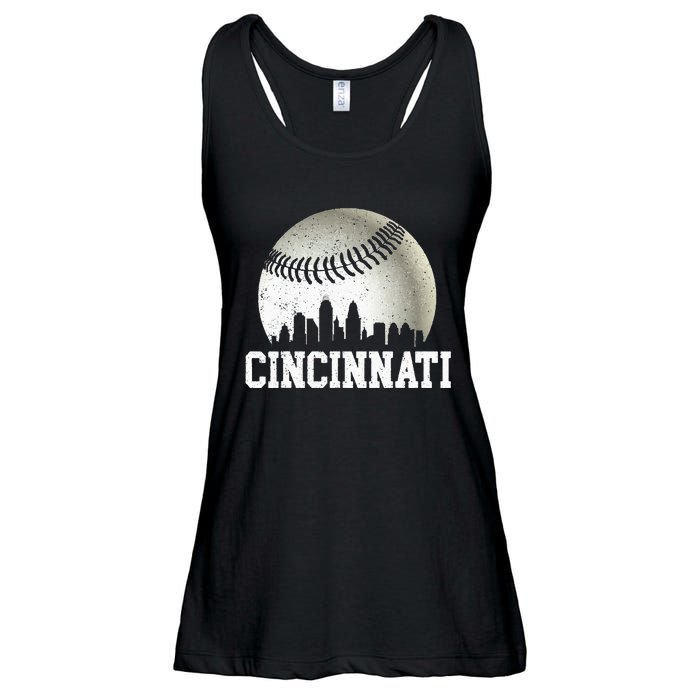 Cincinnati Vintage Baseball Distressed Ladies Essential Flowy Tank