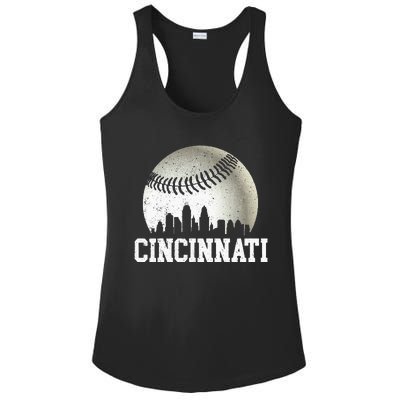 Cincinnati Vintage Baseball Distressed Ladies PosiCharge Competitor Racerback Tank