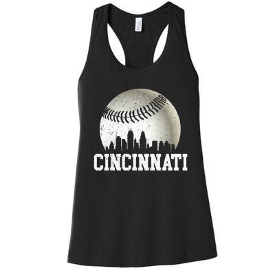 Cincinnati Vintage Baseball Distressed Women's Racerback Tank