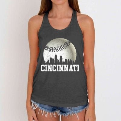 Cincinnati Vintage Baseball Distressed Women's Knotted Racerback Tank