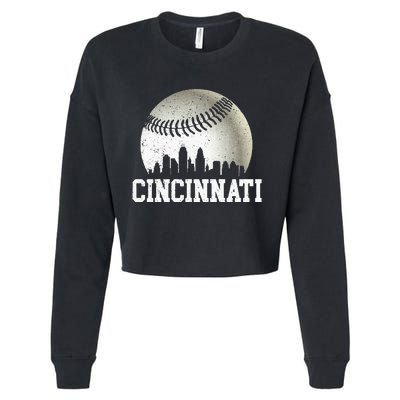 Cincinnati Vintage Baseball Distressed Cropped Pullover Crew