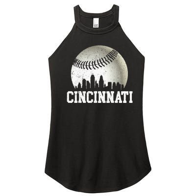 Cincinnati Vintage Baseball Distressed Women's Perfect Tri Rocker Tank