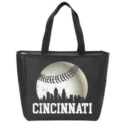 Cincinnati Vintage Baseball Distressed Zip Tote Bag