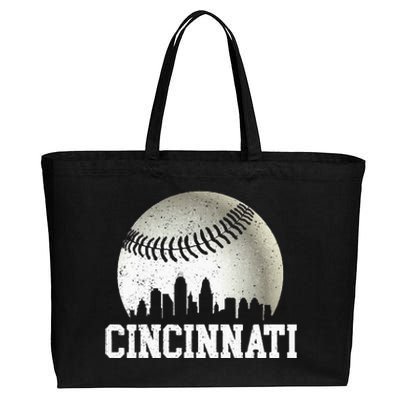 Cincinnati Vintage Baseball Distressed Cotton Canvas Jumbo Tote