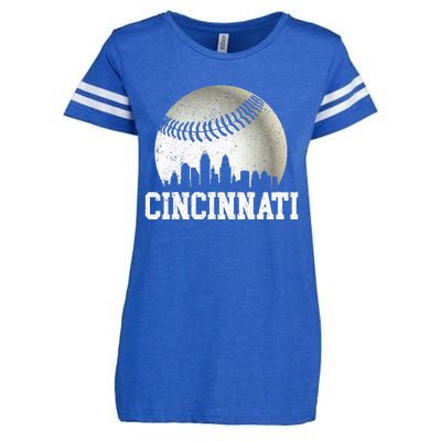 Cincinnati Vintage Baseball Distressed Enza Ladies Jersey Football T-Shirt