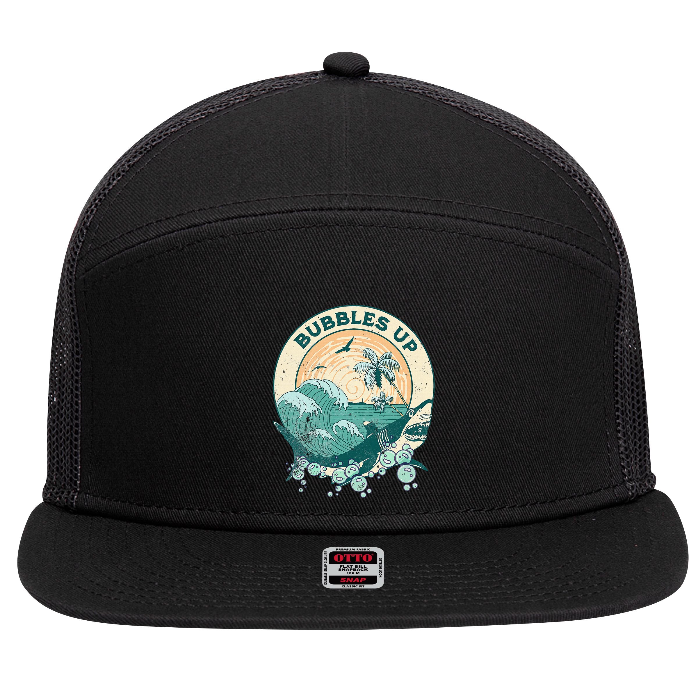 Cool Vintage Bubbles Up Shark 7 Panel Mesh Trucker Snapback Hat