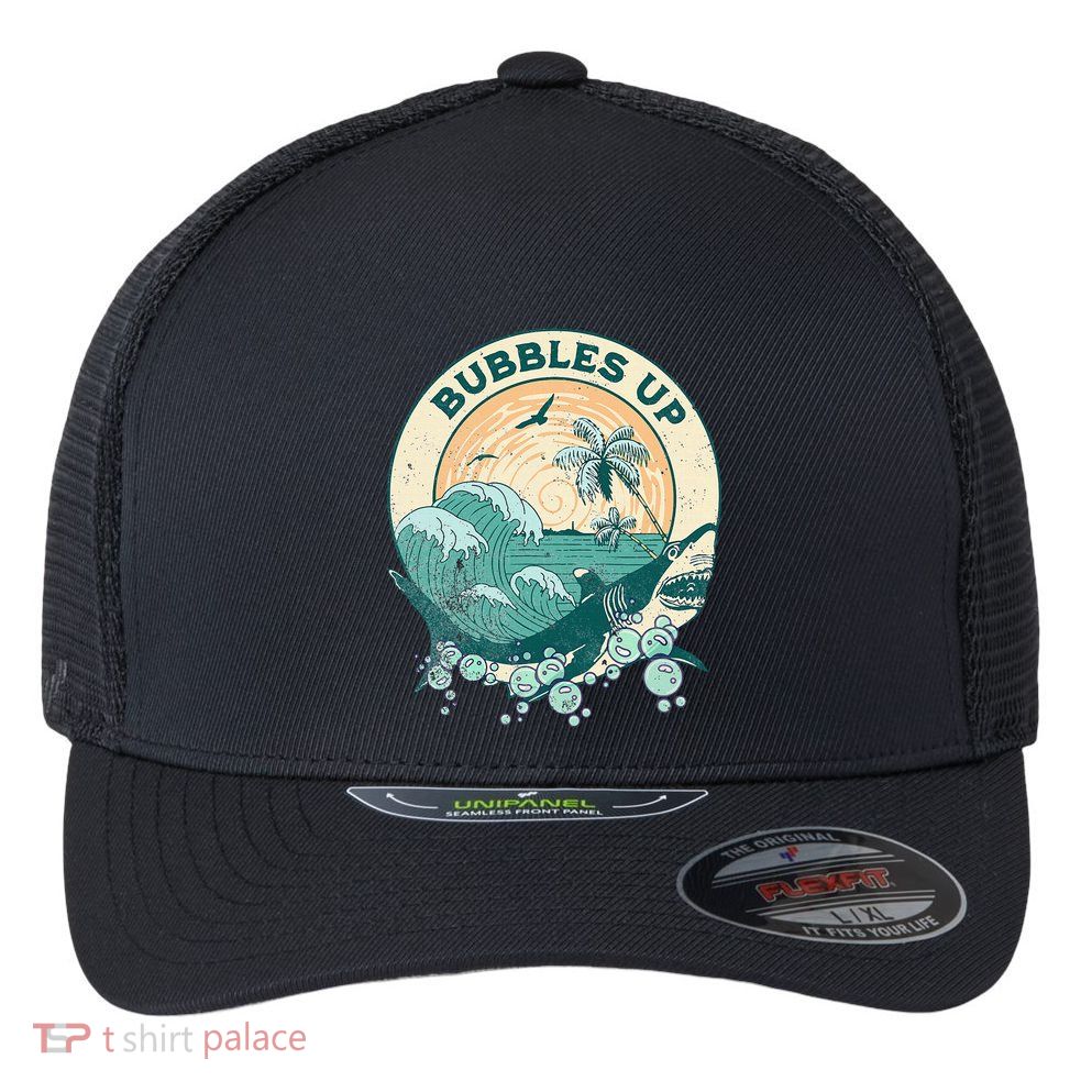 Cool Vintage Bubbles Up Shark Flexfit Unipanel Trucker Cap