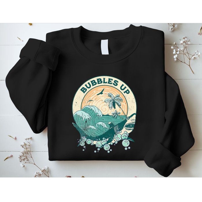 Cool Vintage Bubbles Up Shark Sweatshirt