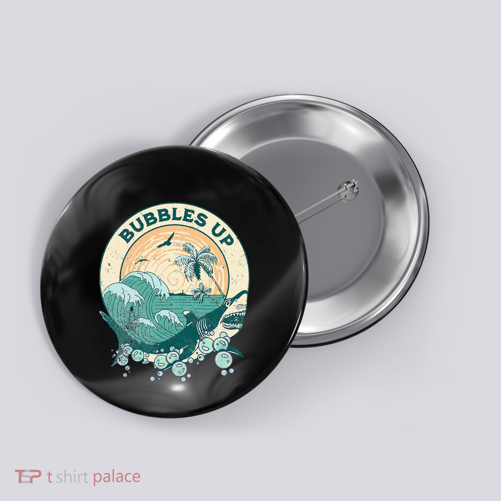 Cool Vintage Bubbles Up Shark Button