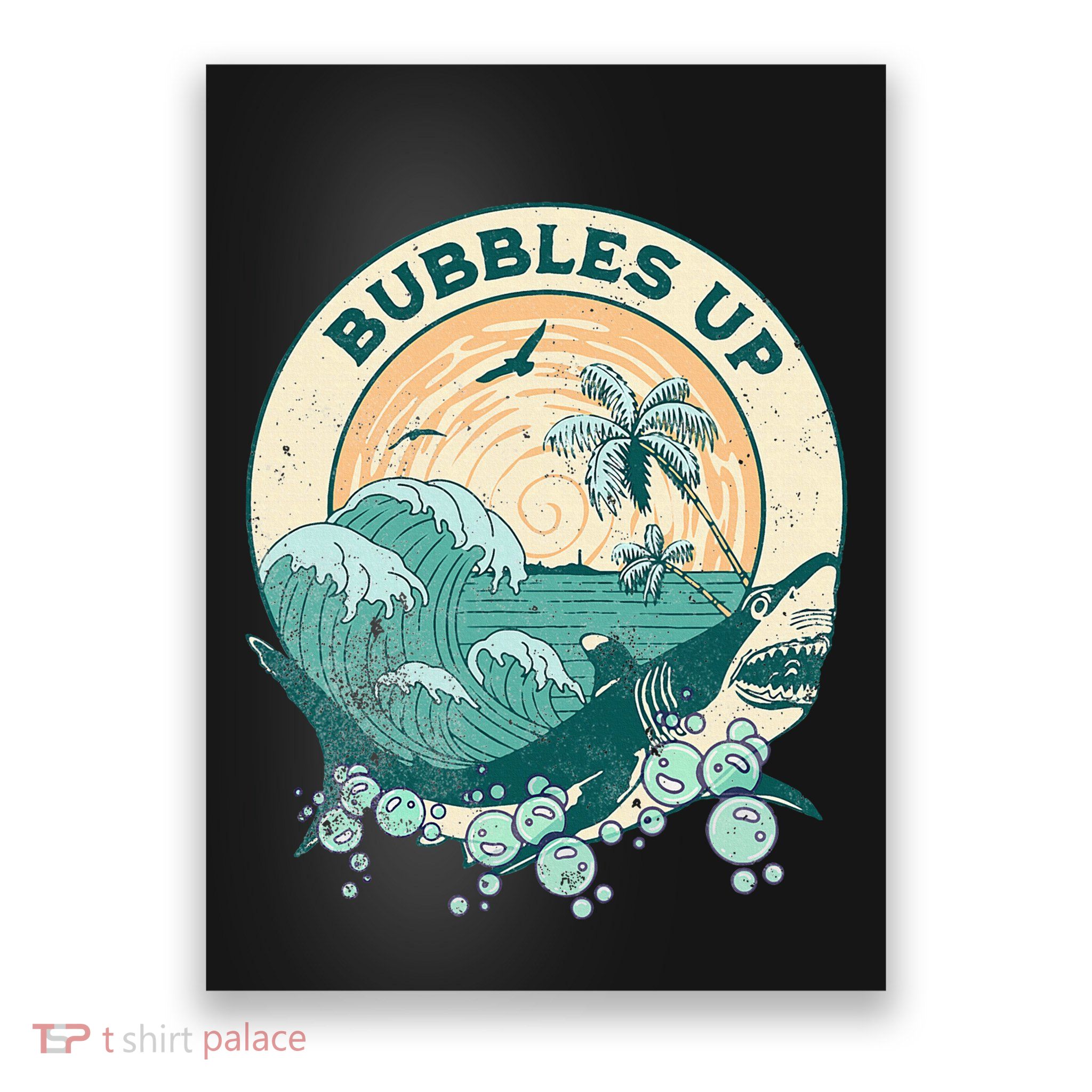 Cool Vintage Bubbles Up Shark Poster