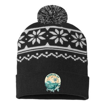 Cool Vintage Bubbles Up Shark USA-Made Snowflake Beanie