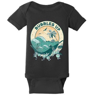 Cool Vintage Bubbles Up Shark Baby Bodysuit