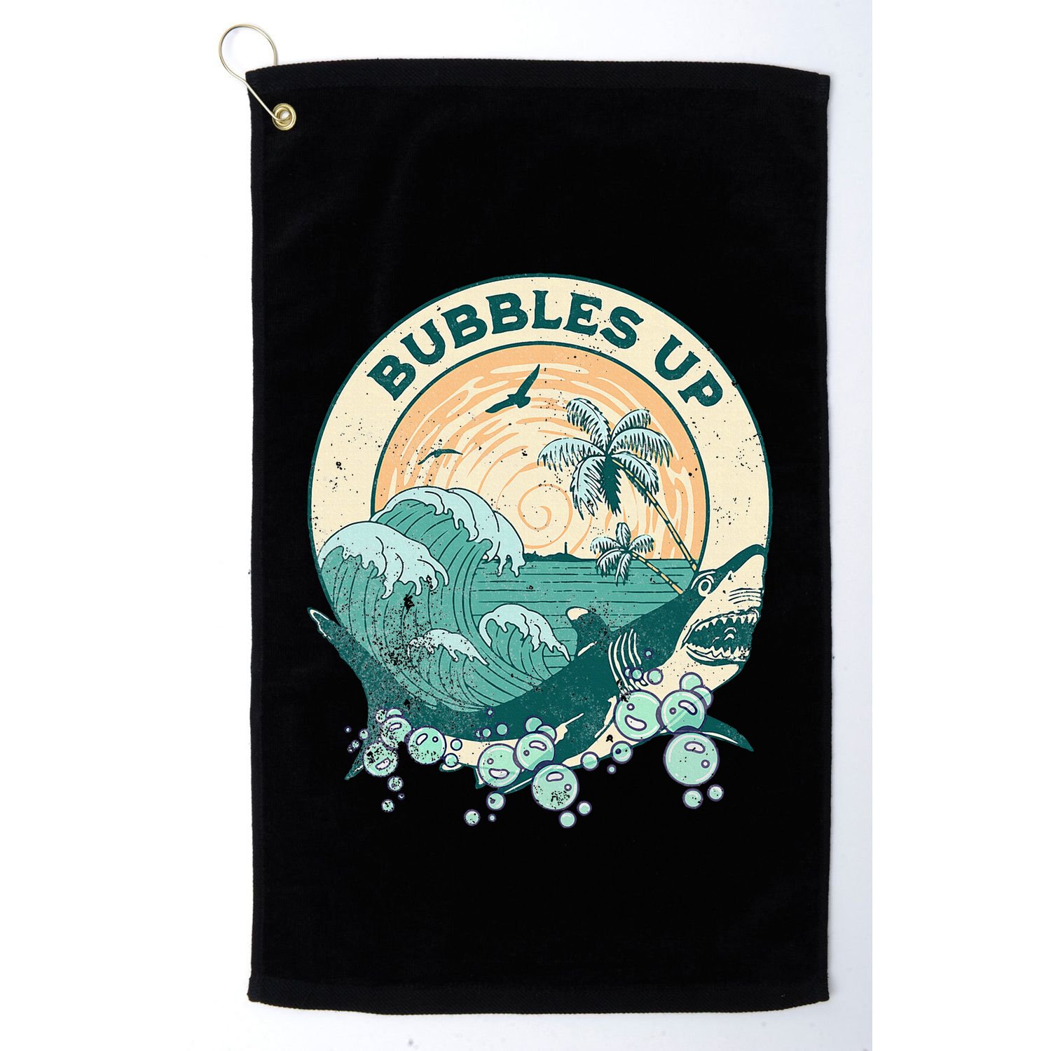 Cool Vintage Bubbles Up Shark Golf Towel