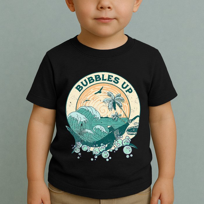 Cool Vintage Bubbles Up Shark Toddler T-Shirt