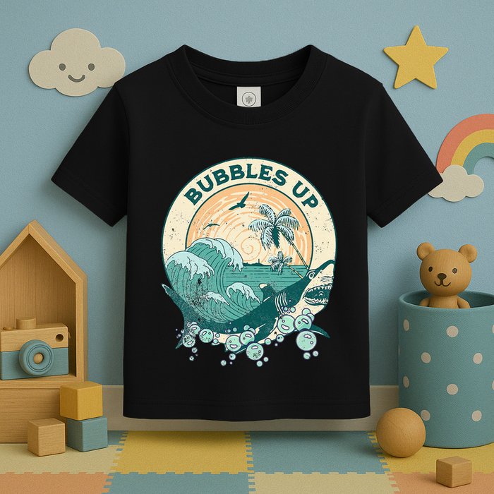 Cool Vintage Bubbles Up Shark Toddler T-Shirt