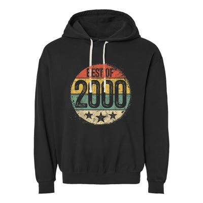 Circular Vintage Best of 2000 23 Year Old Gift 23rd Birthday Garment-Dyed Fleece Hoodie