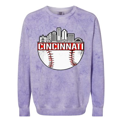 Cincinnati Vintage Baseball Distressed Gameday Retro Colorblast Crewneck Sweatshirt