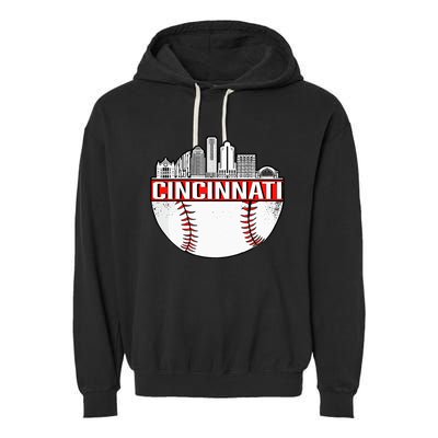 Cincinnati Vintage Baseball Distressed Gameday Retro Garment-Dyed Fleece Hoodie