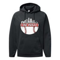 Cincinnati Vintage Baseball Distressed Gameday Retro Performance Fleece Hoodie