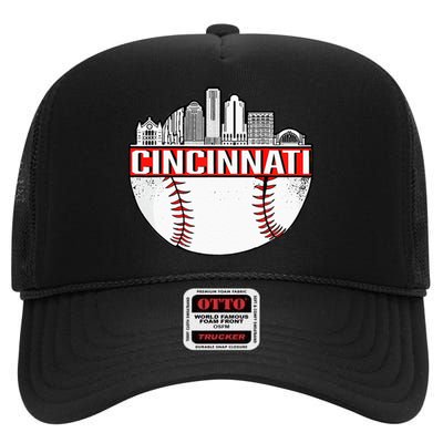 Cincinnati Vintage Baseball Distressed Gameday Retro High Crown Mesh Back Trucker Hat