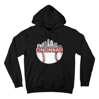 Cincinnati Vintage Baseball Distressed Gameday Retro Hoodie