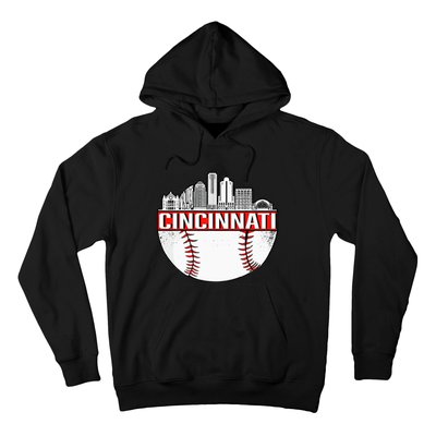 Cincinnati Vintage Baseball Distressed Gameday Retro Hoodie