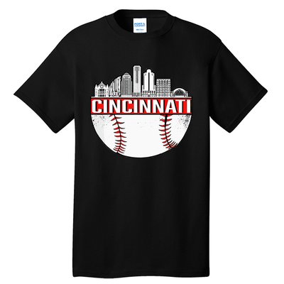 Cincinnati Vintage Baseball Distressed Gameday Retro Tall T-Shirt