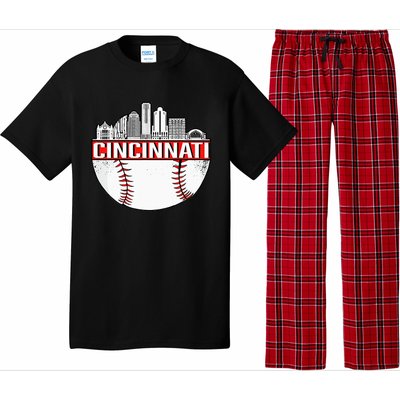 Cincinnati Vintage Baseball Distressed Gameday Retro Pajama Set