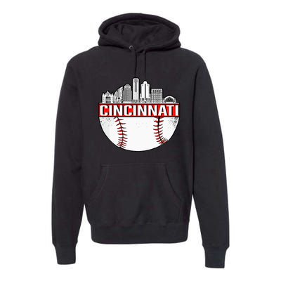 Cincinnati Vintage Baseball Distressed Gameday Retro Premium Hoodie