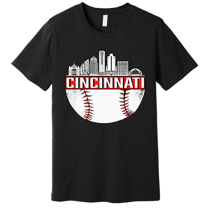 Cincinnati Vintage Baseball Distressed Gameday Retro Premium T-Shirt