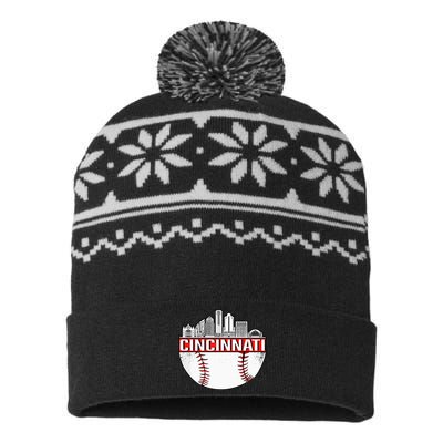 Cincinnati Vintage Baseball Distressed Gameday Retro USA-Made Snowflake Beanie