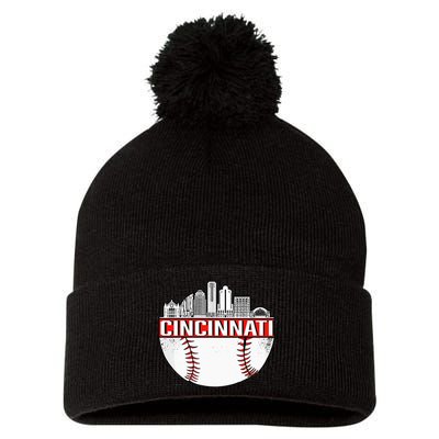 Cincinnati Vintage Baseball Distressed Gameday Retro Pom Pom 12in Knit Beanie