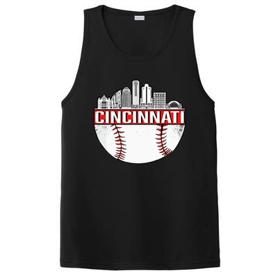 Cincinnati Vintage Baseball Distressed Gameday Retro PosiCharge Competitor Tank