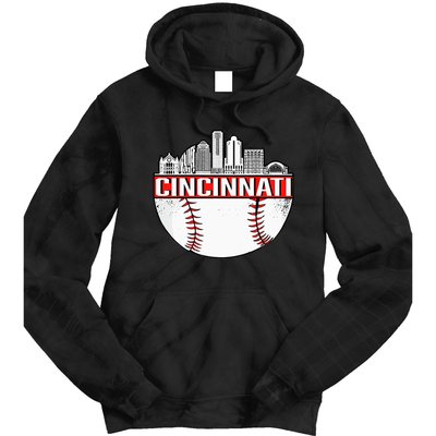 Cincinnati Vintage Baseball Distressed Gameday Retro Tie Dye Hoodie