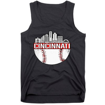 Cincinnati Vintage Baseball Distressed Gameday Retro Tank Top