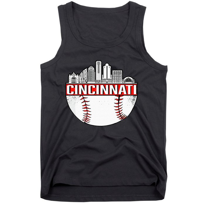 Cincinnati Vintage Baseball Distressed Gameday Retro Tank Top