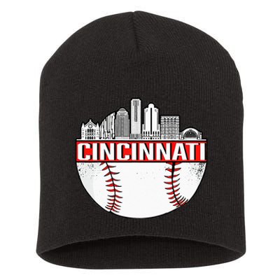 Cincinnati Vintage Baseball Distressed Gameday Retro Short Acrylic Beanie