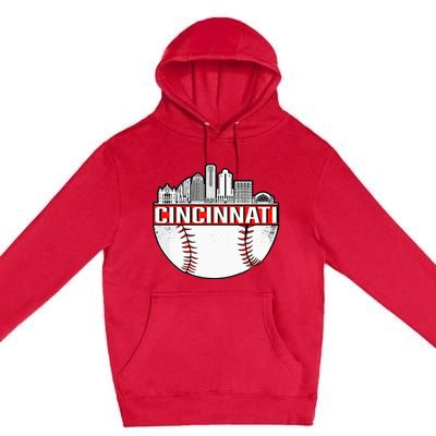 Cincinnati Vintage Baseball Distressed Gameday Retro Premium Pullover Hoodie