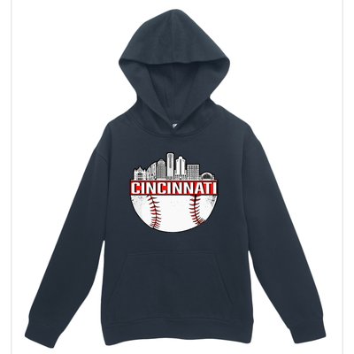 Cincinnati Vintage Baseball Distressed Gameday Retro Urban Pullover Hoodie