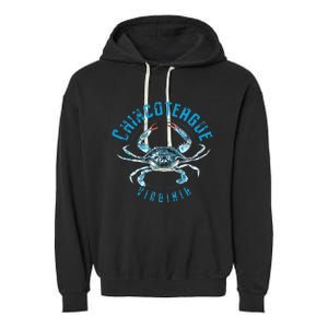 Chincoteague Virginia Blue Crab Design Garment-Dyed Fleece Hoodie