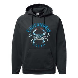 Chincoteague Virginia Blue Crab Design Performance Fleece Hoodie