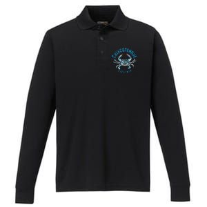 Chincoteague Virginia Blue Crab Design Performance Long Sleeve Polo