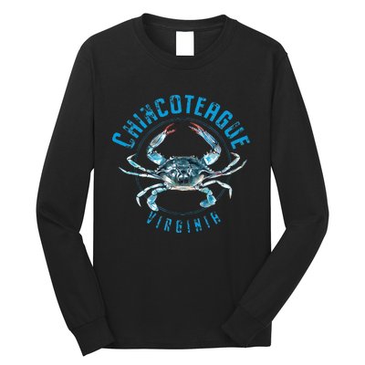 Chincoteague Virginia Blue Crab Design Long Sleeve Shirt