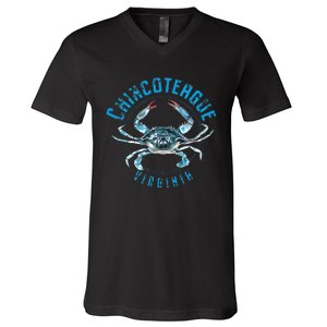 Chincoteague Virginia Blue Crab Design V-Neck T-Shirt